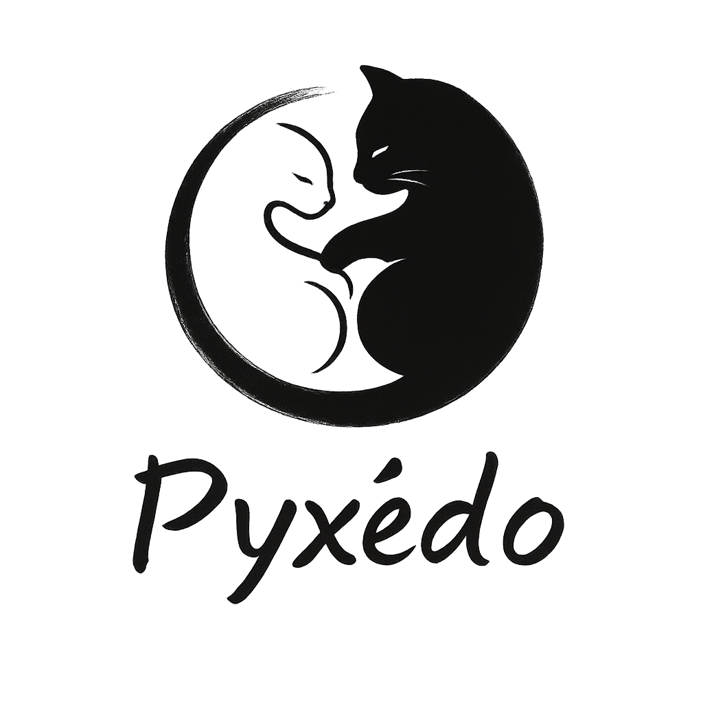 Pyxédo logo. A stylized image of two cats curled together in a circle.